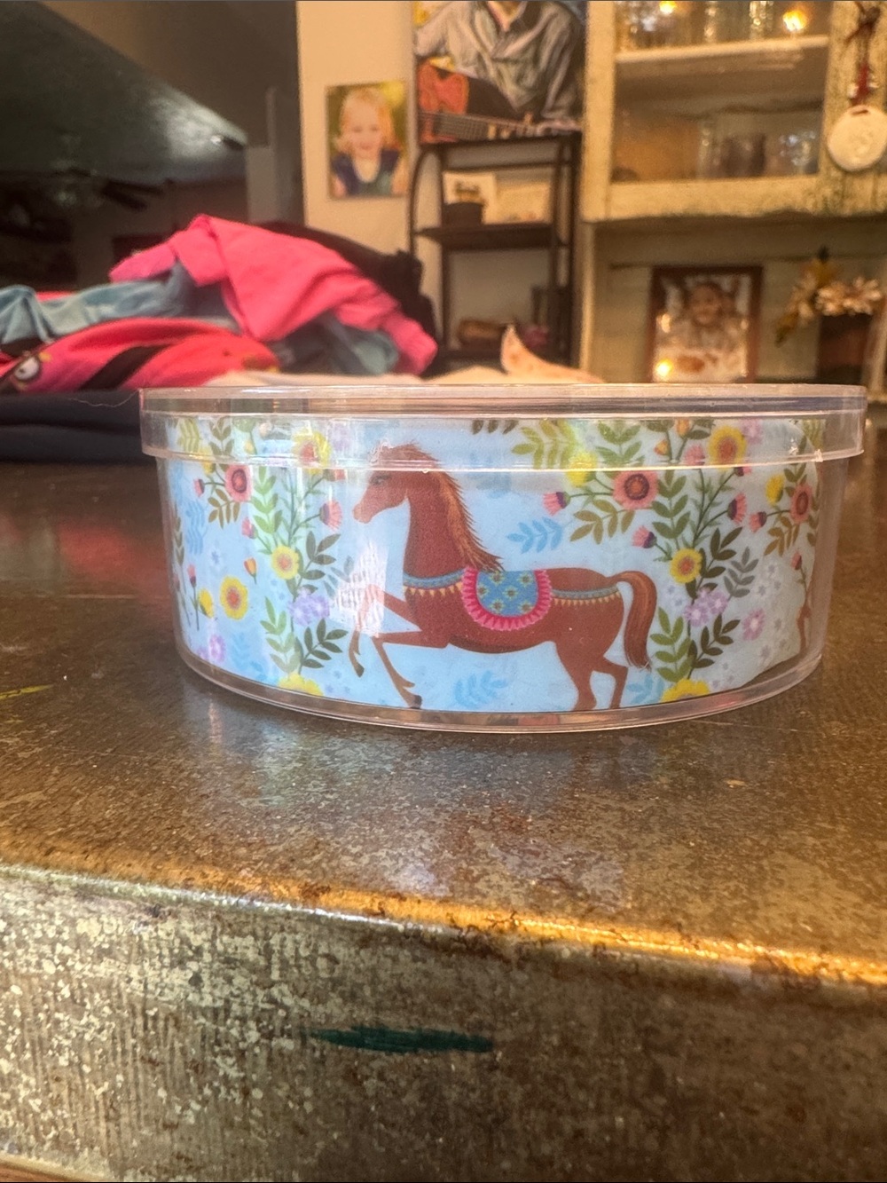 Brown Horse Print Belt — Floral Accent
